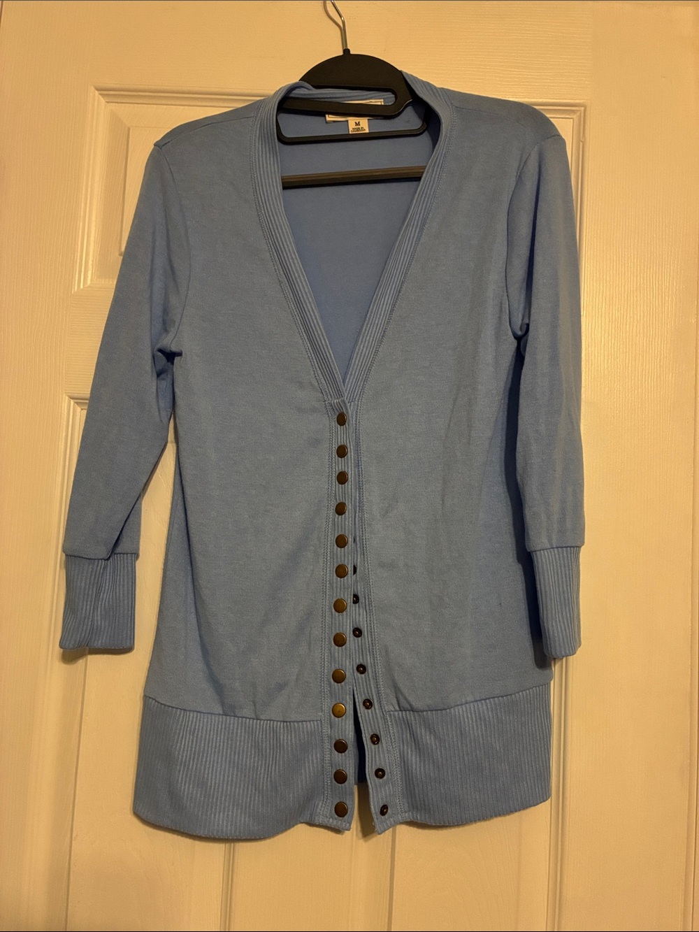 Zenana Outfitters Sky Blue Snap-Front Lightweight Cardigan